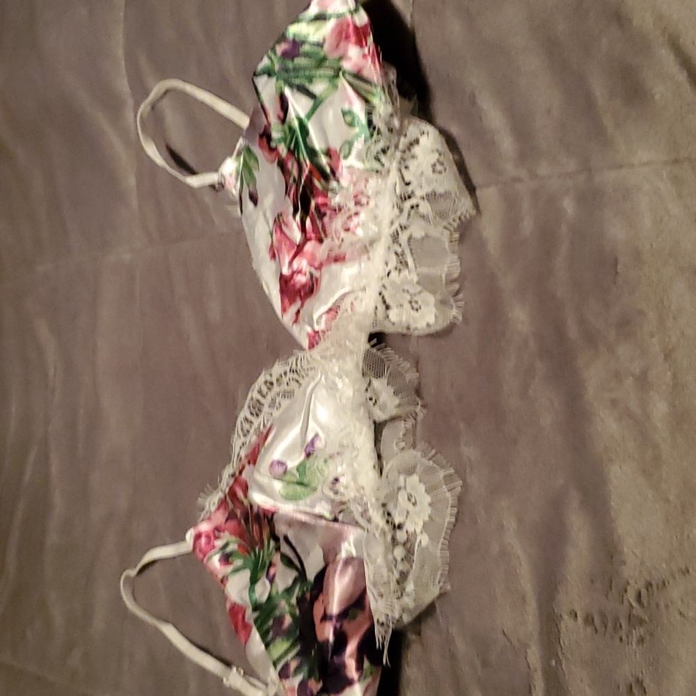 Satin floral bra